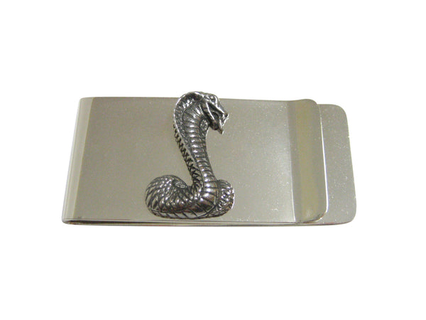 Silver Toned Textured Cobra Snake Money Clip