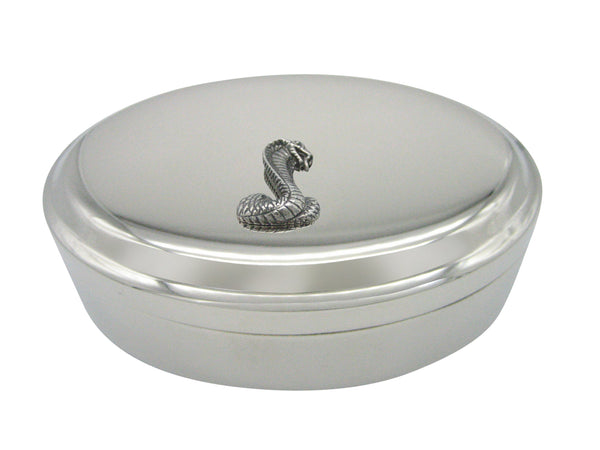 Silver Toned Textured Cobra Snake Pendant Trinket Jewelry Box