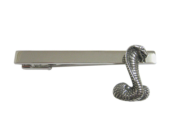 Silver Toned Textured Cobra Snake Square Tie Clip