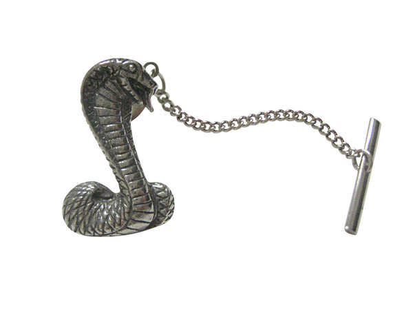 Silver Toned Textured Cobra Snake Tie Tack