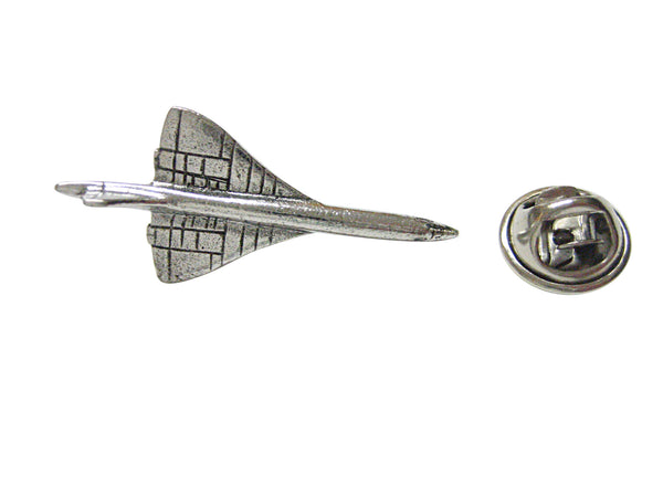Silver Toned Textured Concord Plane Lapel Pin
