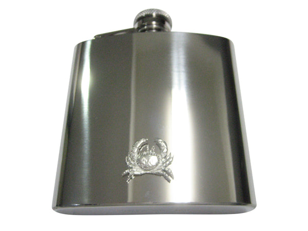 Silver Toned Textured Crab 6oz Flask