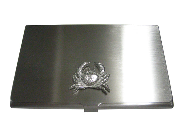 Silver Toned Textured Crab Business Card Holder