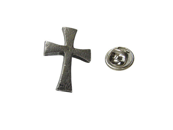 Silver Toned Textured Cross Lapel Pin