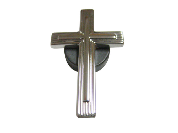 Silver Toned Textured Cross Magnet