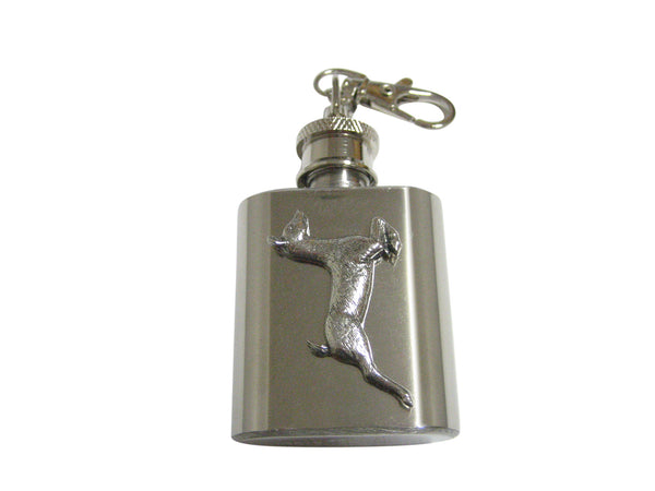 Silver Toned Textured Deer 1 Oz. Stainless Steel Key Chain Flask
