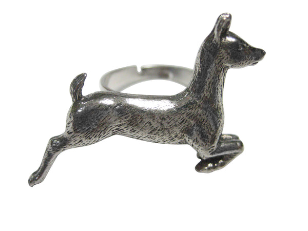 Silver Toned Textured Deer Adjustable Size Fashion Ring