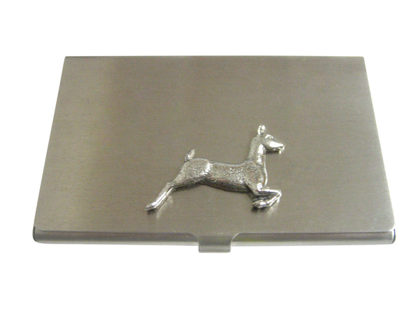Silver Toned Textured Deer Business Card Holder