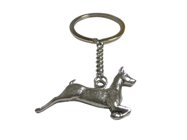 Silver Toned Textured Deer Pendant Keychain