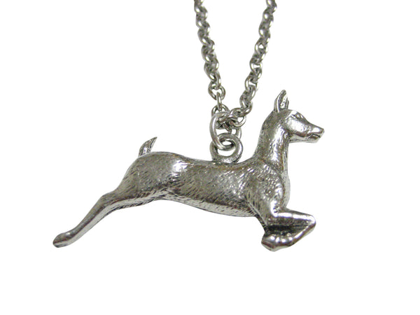 Silver Toned Textured Deer Pendant Necklace