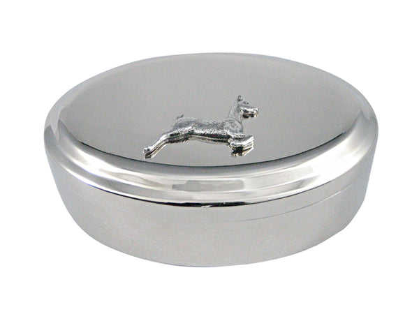Silver Toned Textured Deer Pendant Oval Trinket Jewelry Box