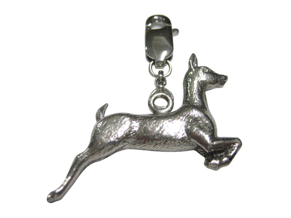 Silver Toned Textured Deer Pendant Zipper Pull Charm