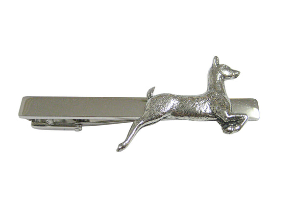 Silver Toned Textured Deer Square Tie Clip