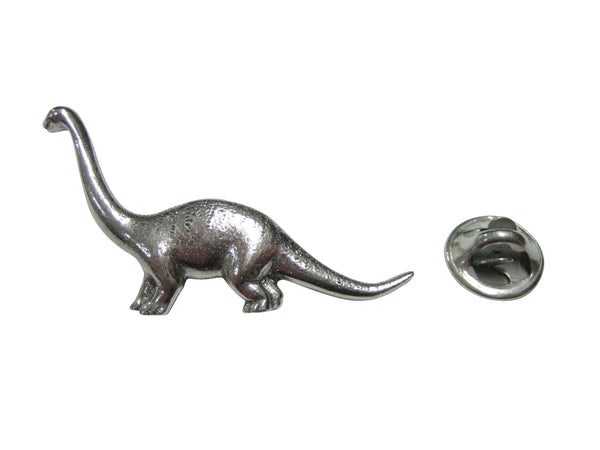 Silver Toned Textured Diplodocus Dinosaur Lapel Pin