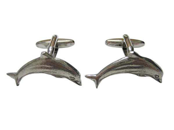 Silver Toned Textured Dolphin Cufflinks