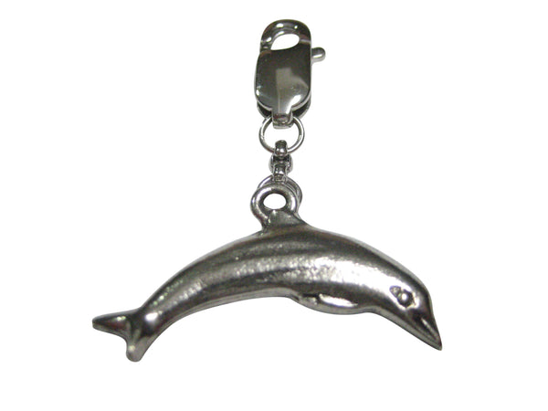 Silver Toned Textured Dolphin Pendant Zipper Pull Charm