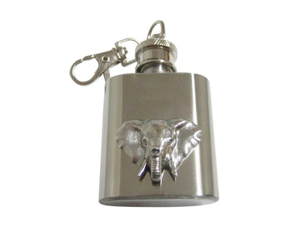 Silver Toned Textured Elephant Head 1 Oz. Stainless Steel Key Chain Flask