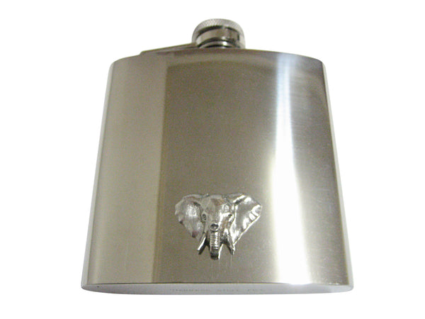 Silver Toned Textured Elephant Head 6 Oz. Stainless Steel Flask