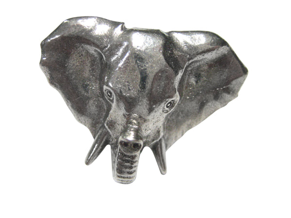 Silver Toned Textured Elephant Head Adjustable Size Fashion Ring