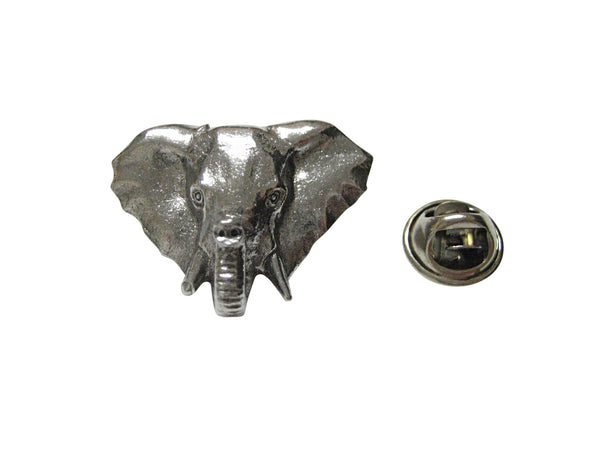 Silver Toned Textured Elephant Head Lapel Pin