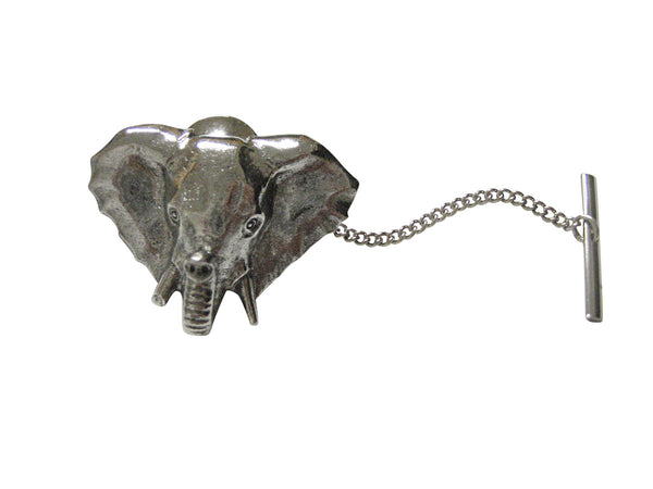 Silver Toned Textured Elephant Head Tie Tack