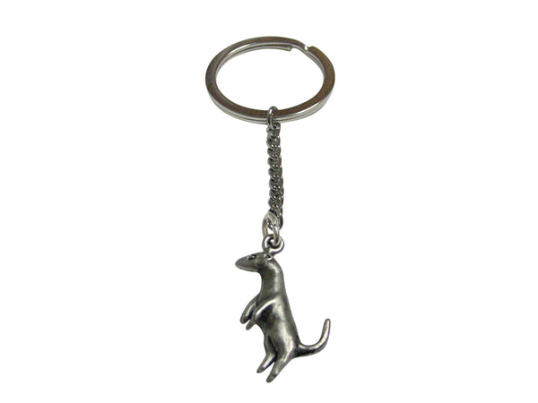Silver Toned Textured Ferret Pendant Keychain