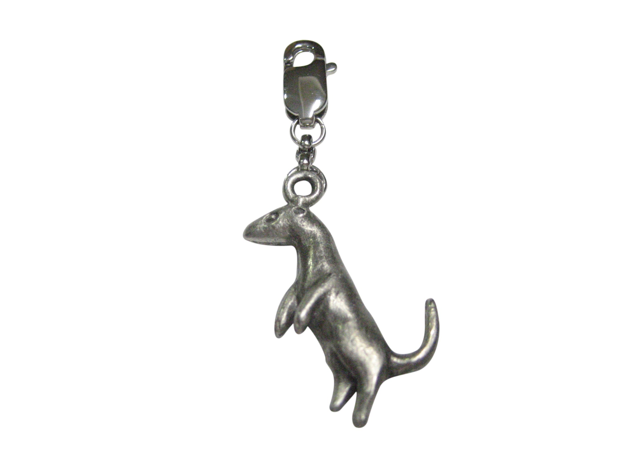 Silver Toned Textured Ferret Pendant Zipper Pull Charm