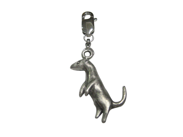 Silver Toned Textured Ferret Pendant Zipper Pull Charm