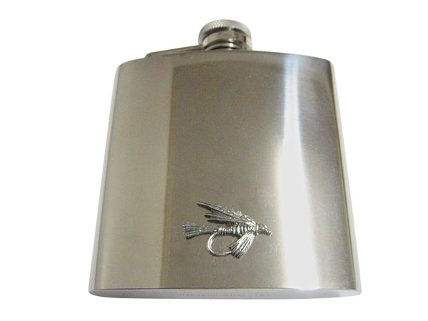 Silver Toned Textured Fishing Fly 6 Oz. Stainless Steel Flask