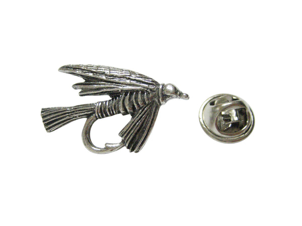 Silver Toned Textured Fishing Fly Lapel Pin