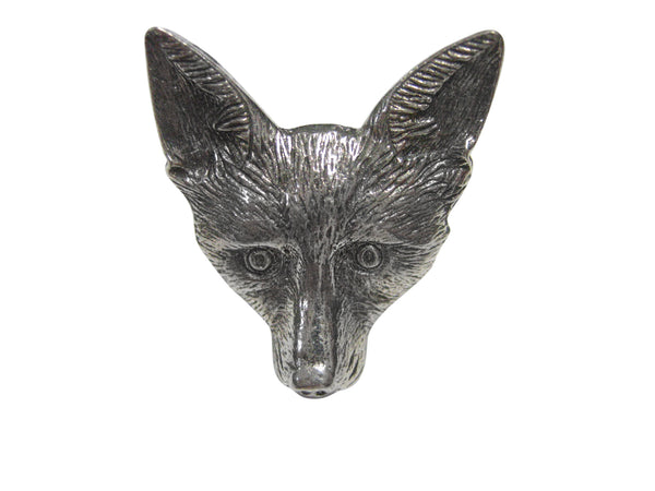 Silver Toned Textured Fox Head Adjustable Size Fashion Ring