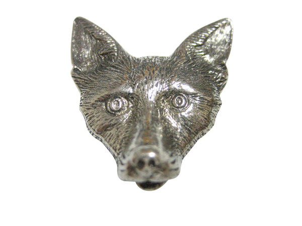 Silver Toned Textured Fox Head Pendant Magnet
