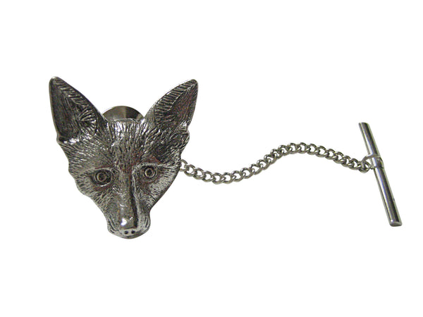 Silver Toned Textured Fox Head Tie Tack