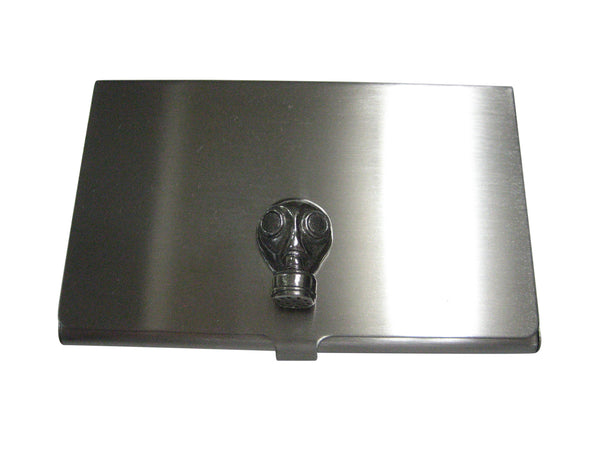 Silver Toned Textured Gas Mask Business Card Holder