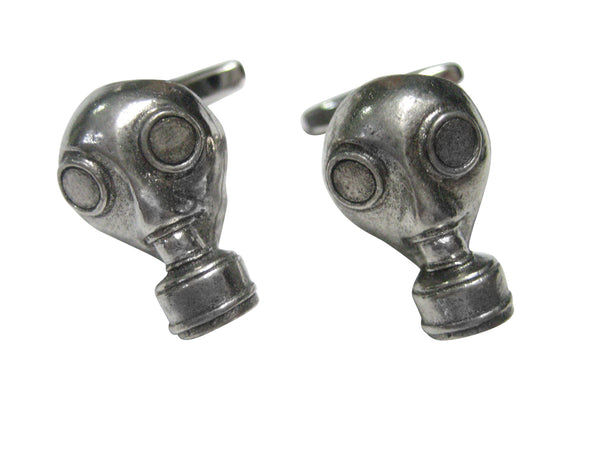 Silver Toned Textured Gas Mask Cufflinks