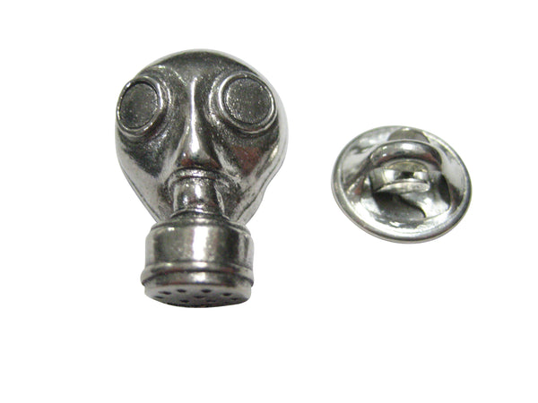 Silver Toned Textured Gas Mask Lapel Pin