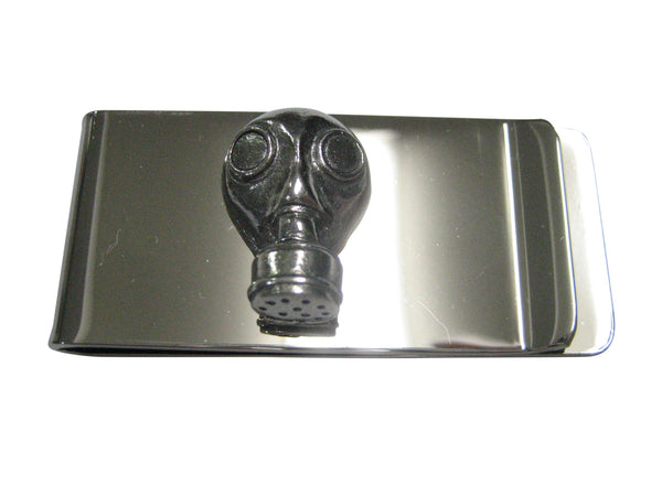 Silver Toned Textured Gas Mask Money Clip
