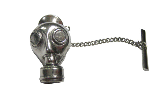 Silver Toned Textured Gas Mask Tie Tack
