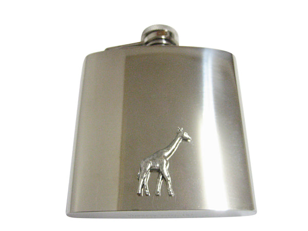 Silver Toned Textured Giraffe 6 Oz. Stainless Steel Flask