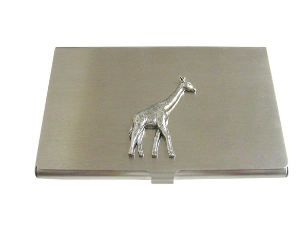 Silver Toned Textured Giraffe Business Card Holder