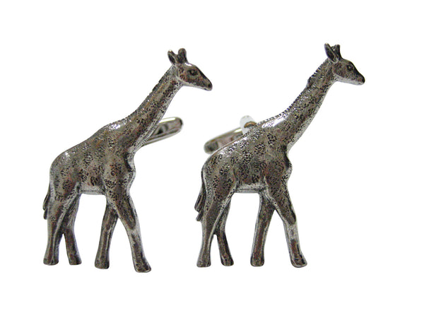 Silver Toned Textured Giraffe Cufflinks