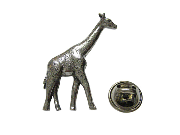 Silver Toned Textured Giraffe Lapel Pin