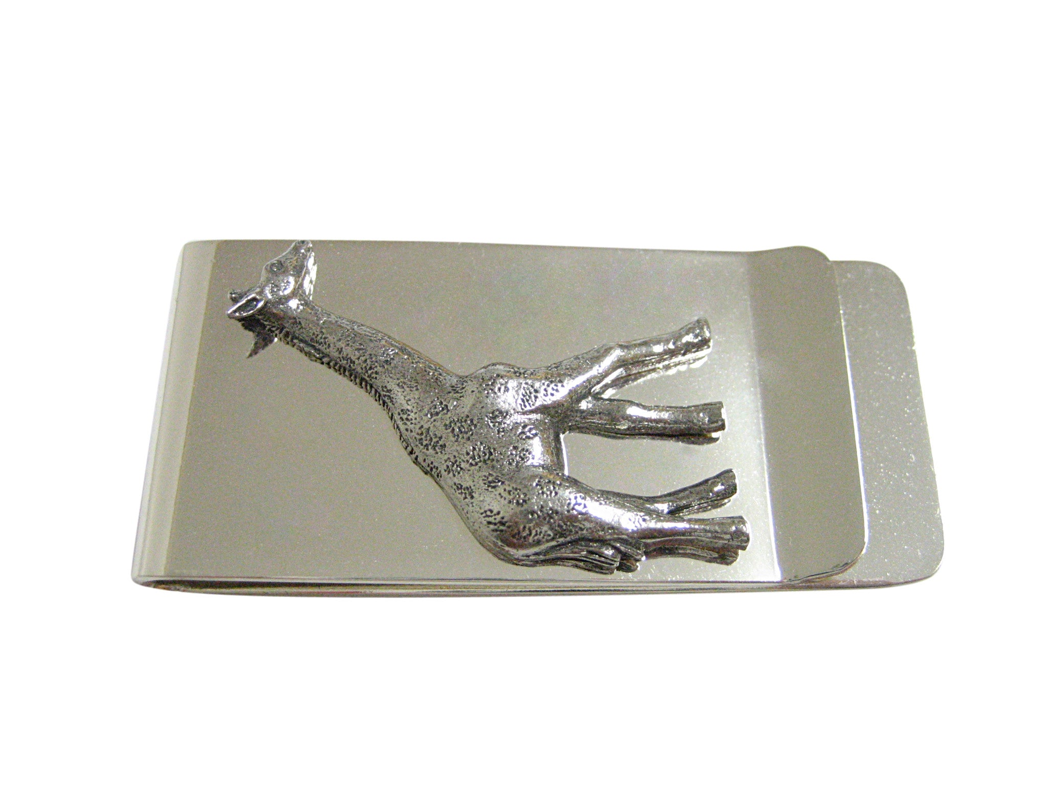 Silver Toned Textured Giraffe Money Clip