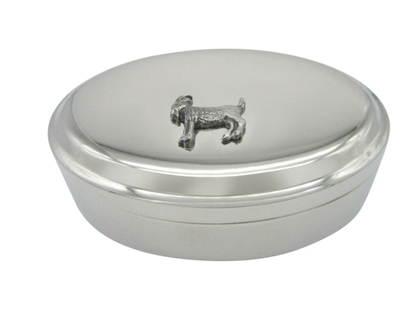 Silver Toned Textured Goat Pendant Oval Trinket Jewelry Box
