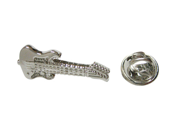 Silver Toned Textured Guitar Lapel Pin