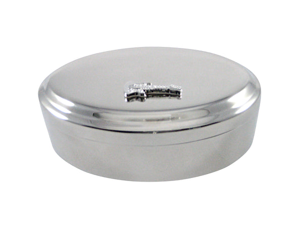 Silver Toned Textured Guitar Pendant Oval Trinket Jewelry Box