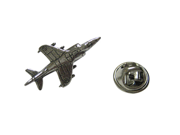 Silver Toned Textured Harrier Jet Plane Lapel Pin