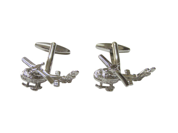Silver Toned Textured Helicopter Cufflinks