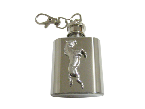 Silver Toned Textured Horse 1 Oz. Stainless Steel Key Chain Flask