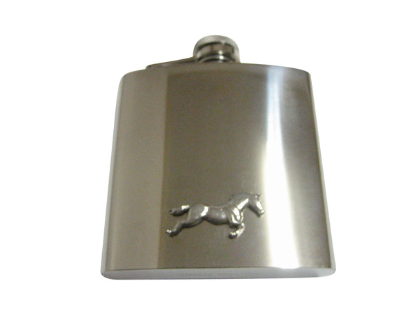 Silver Toned Textured Horse 6 Oz. Stainless Steel Flask